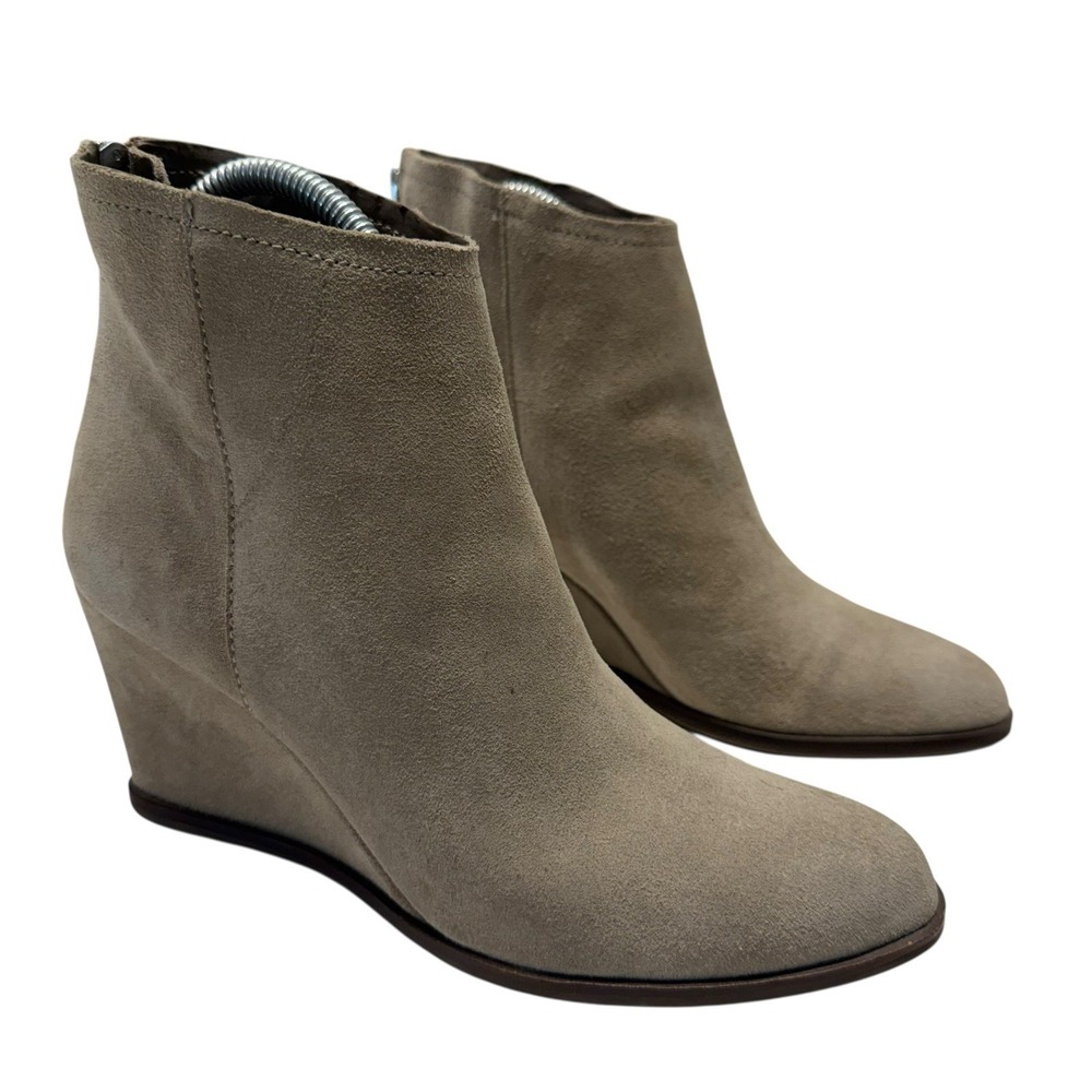 Dolce Vita Beige Stone Wedge Heel Grasyn Ankle Booties Boho Chic Size 8 S-5